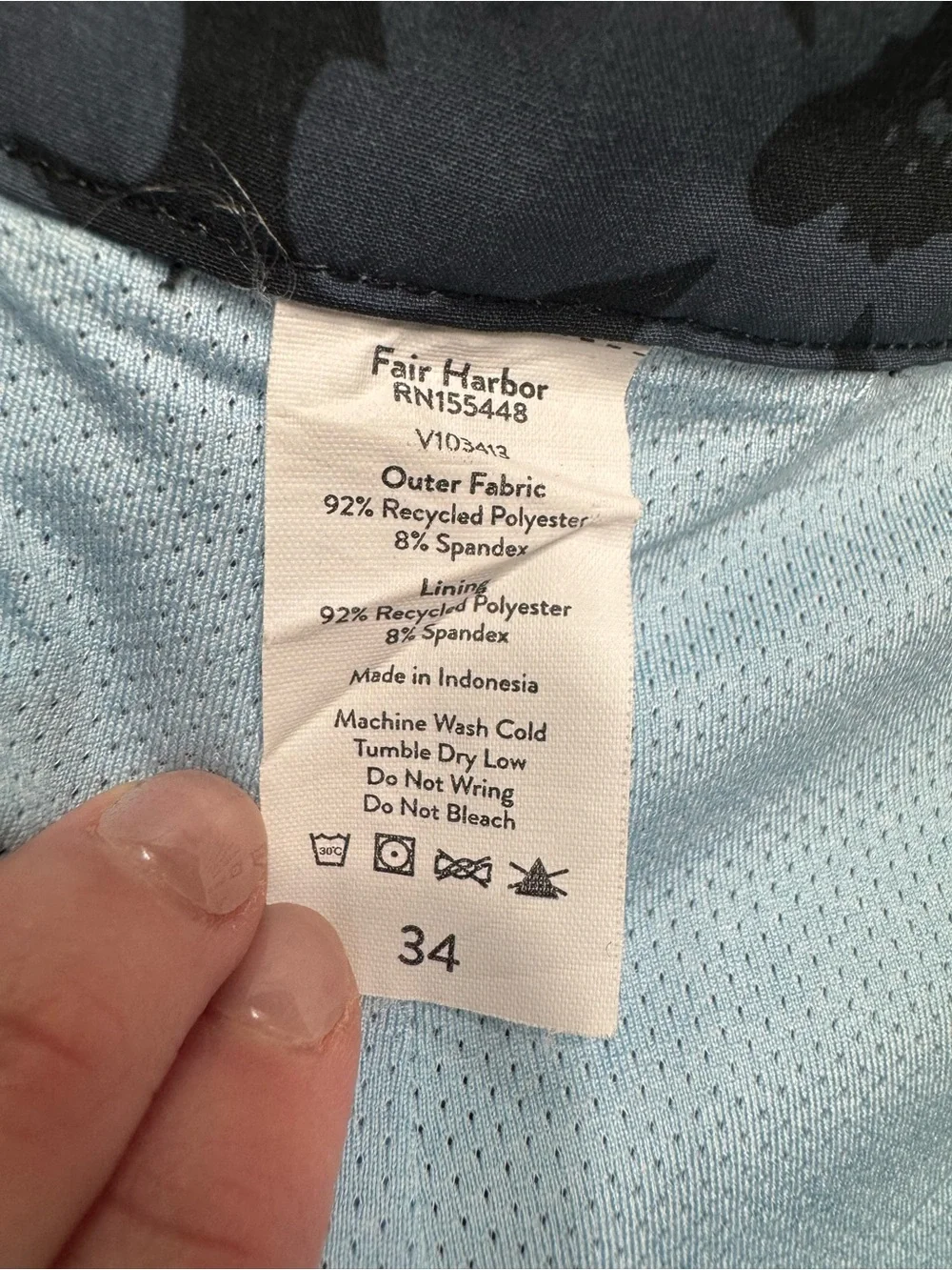 Fair Harbor Floral Swim Trunks Blue Black Size 34 6” inseam